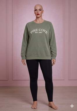 MV Sport Pine Cove Est. 1967 Vintage Fleece Crewneck Sweatshirt Olive Green Size